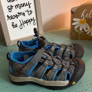 KEEN Kids' Charcoal and Aqua Sandals
